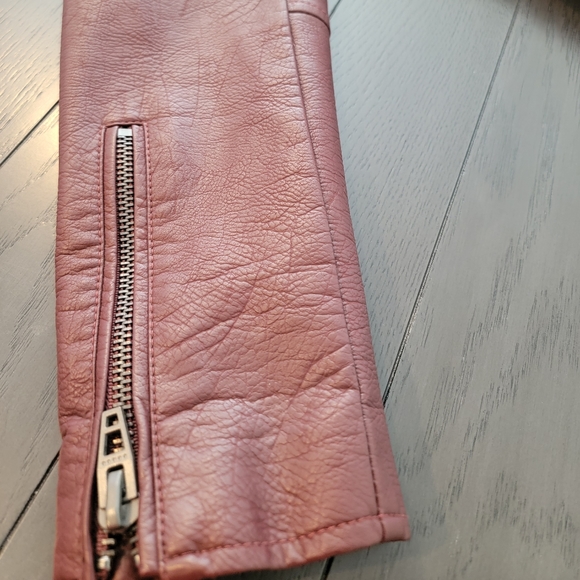 BLANK NYC MOTO JACKET VEGAN LEATHER RUM RASIN SZ LARGE Great Condition! - Picture 13 of 15